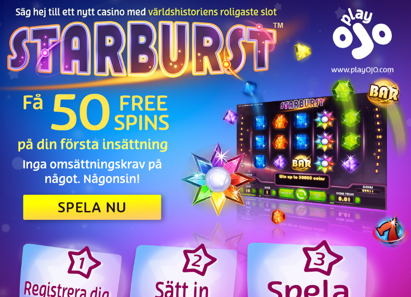 50 free spins utan omsättning hos PlayOjo