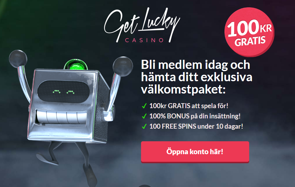 Prova lyckan hos GetLucky med 100kr gratis utan insättning